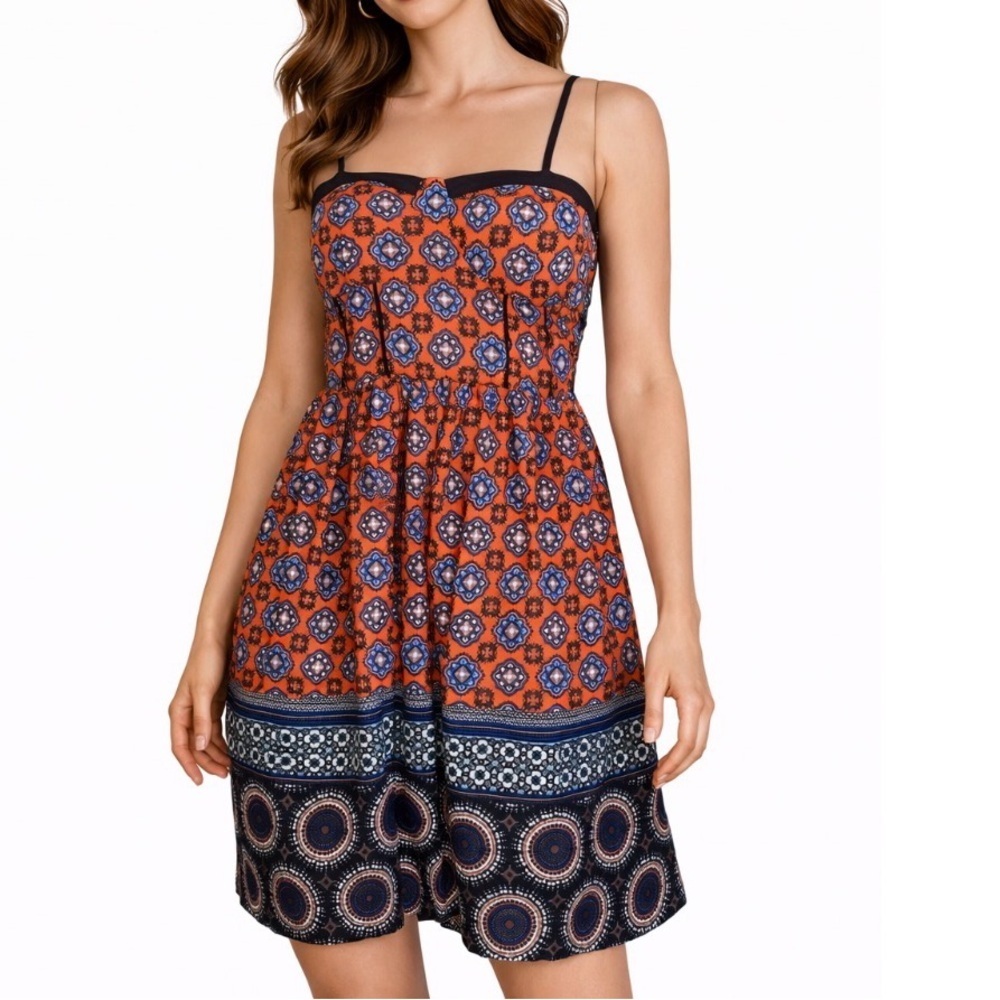 Band of Gypsies dress fit flare padded top stretch back Boho adjustable straps